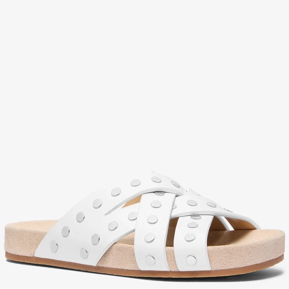 NWT Michael Kors Irene Studded Leather Flat Sandal